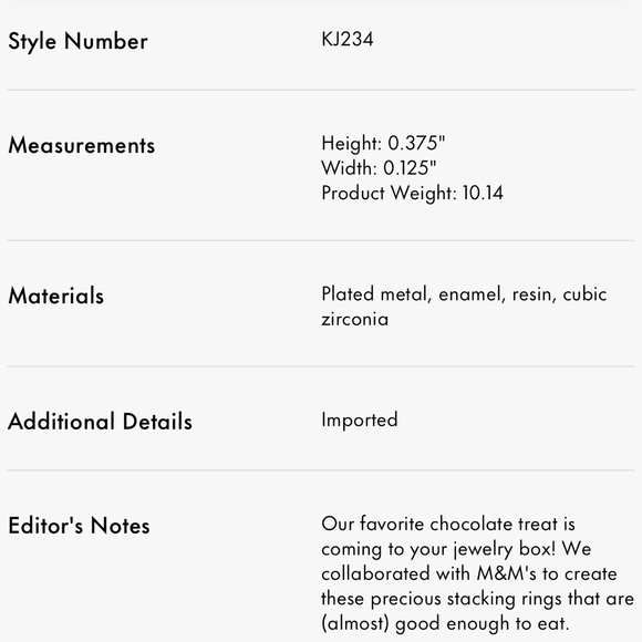 KATE SPADE X M&M’s STACKING RING SET - Picture 6 of 6